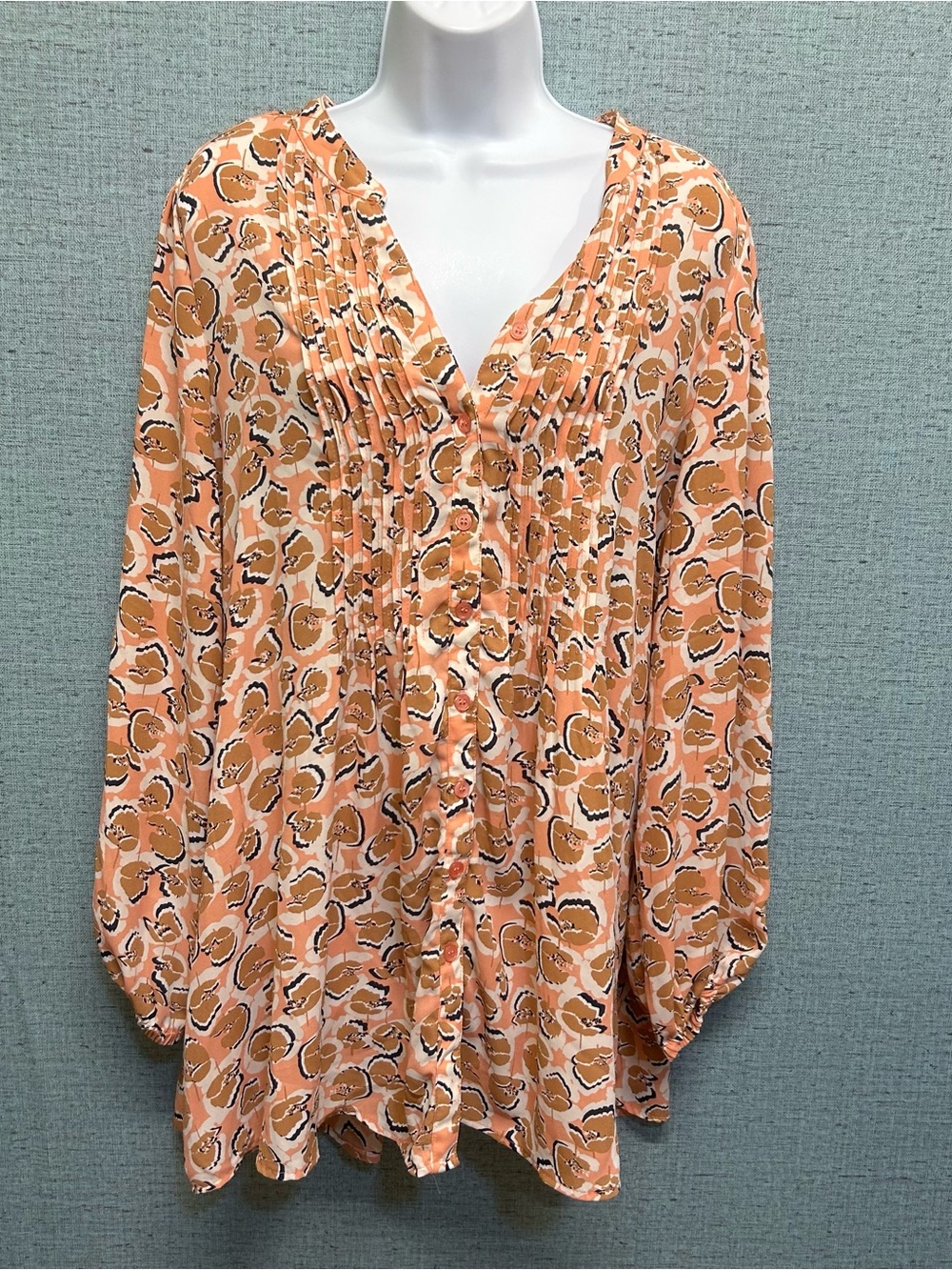 Melissa McCarthy Seven7 Peach Pattern Tunic Blouse - Size 0X